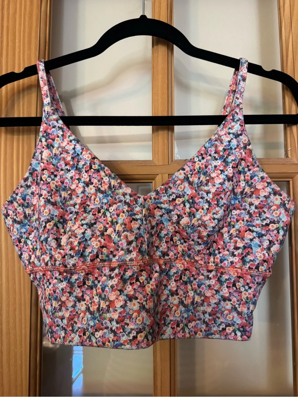 Women’s lululemon longline sports bra in Floral Pink Multi. Light support- Sz 10